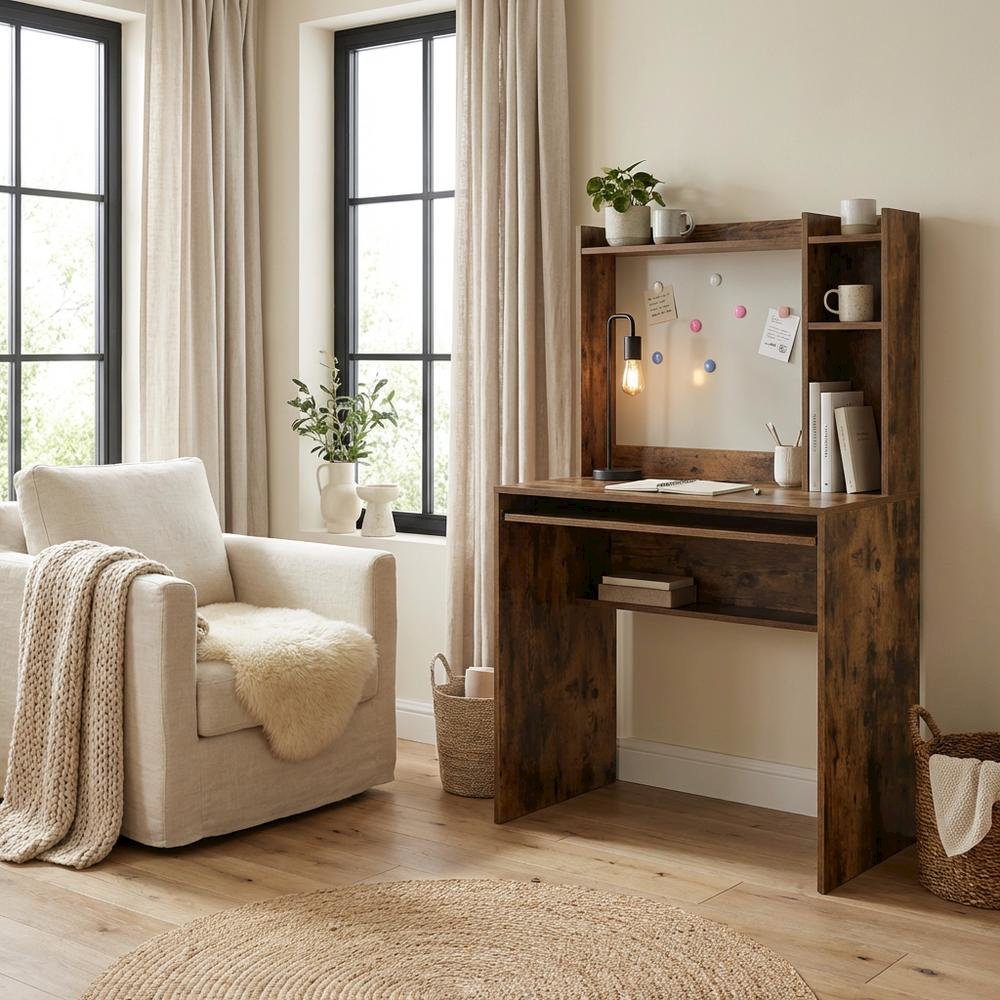 Contemporary Student Desk, Magnetic Bullet, Board And Shelves For Study Space