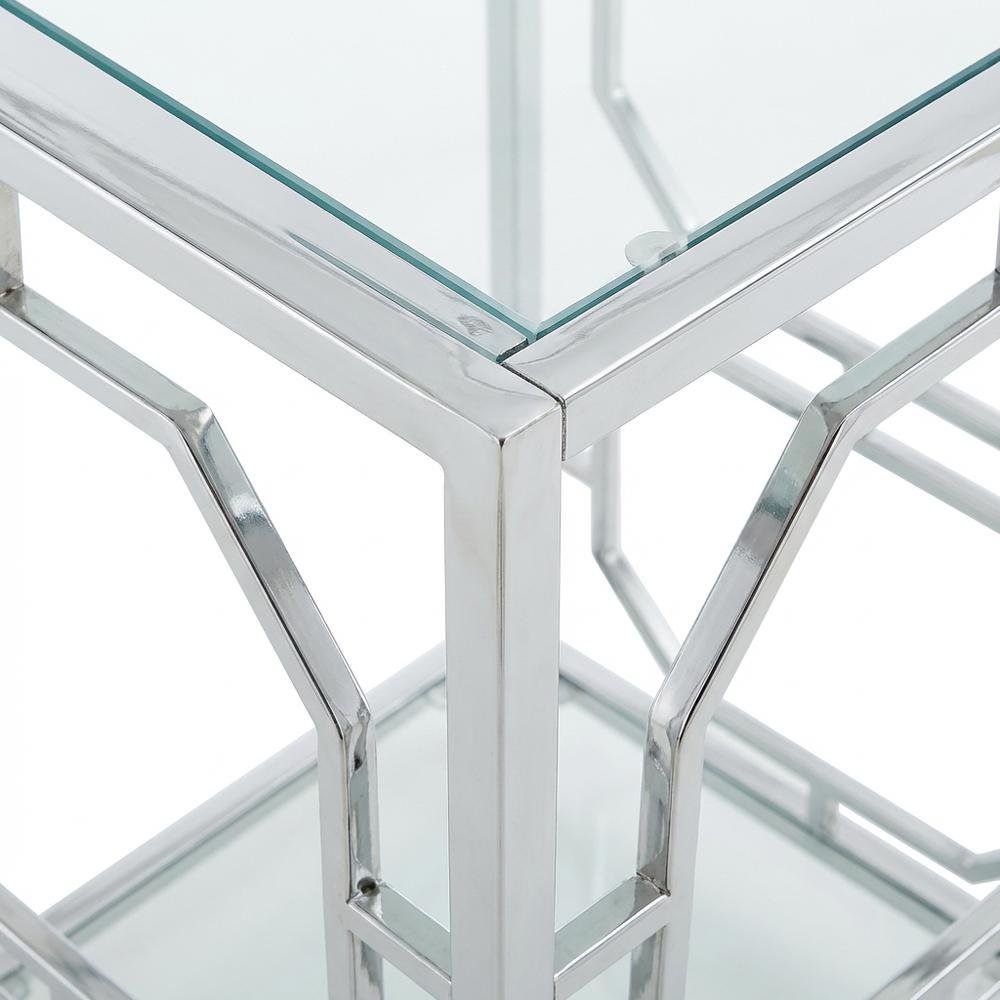 Modern Chrome End Table with Sleek Metal Frame and Minimalist Design