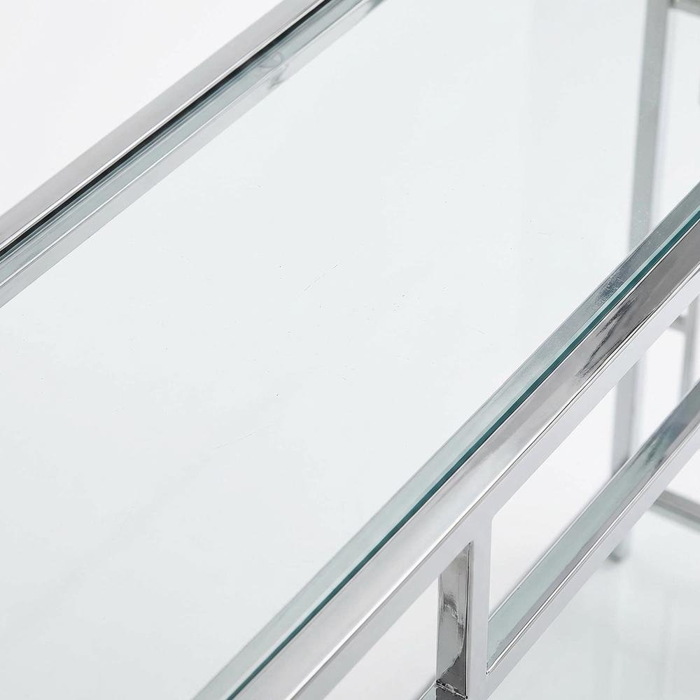 Modern Chrome Console Table with Sleek Finish and Elegant Design