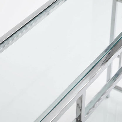 Modern Chrome Console Table with Sleek Finish and Elegant Design
