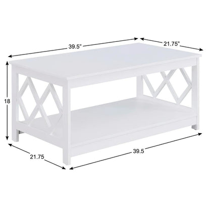 White Particle Board Coffee Table with Contemporary Design and Lightweight Build