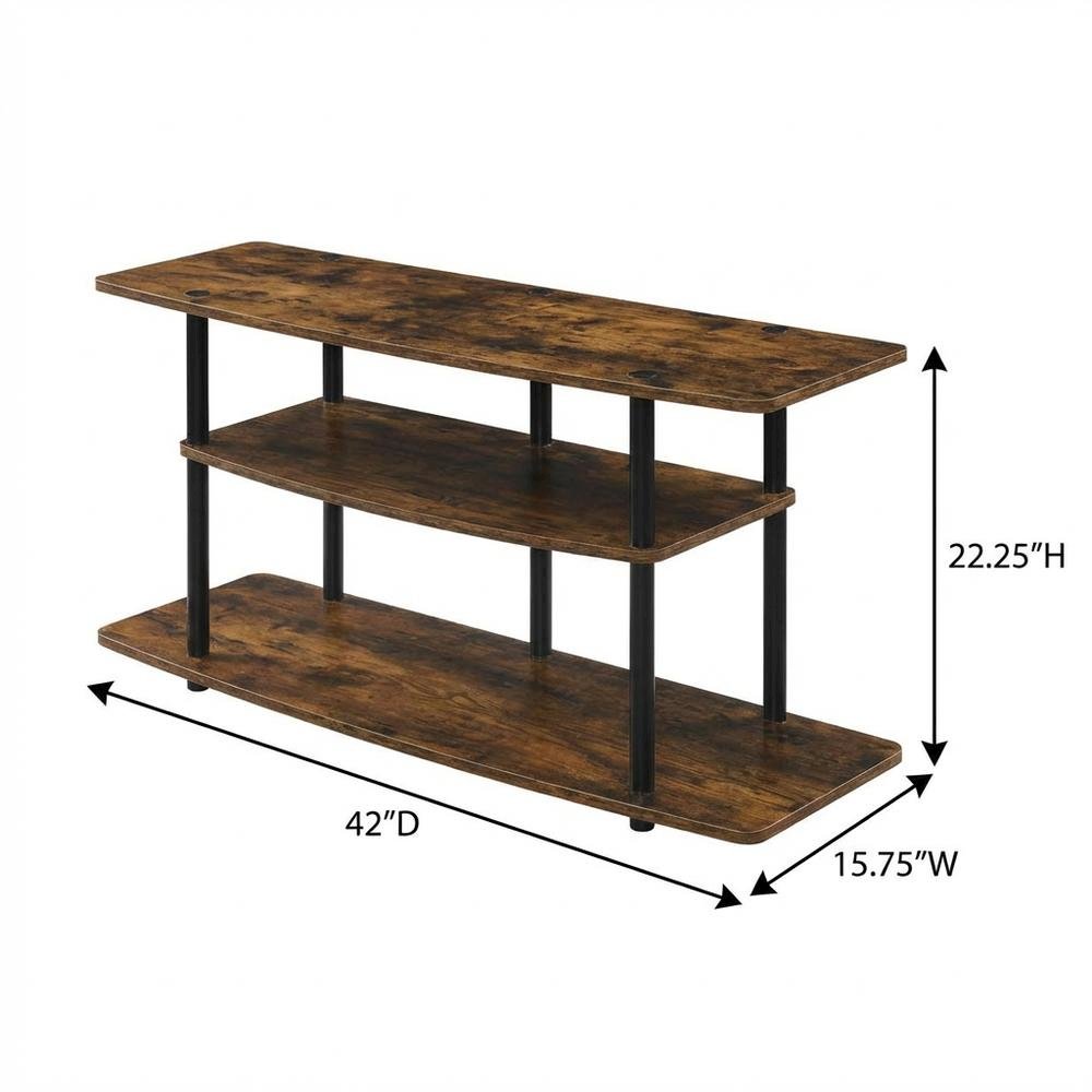 Brown 3-Tier TV Stand for Up to 46-Inch Screens with Storage Shelves