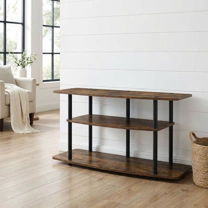 Brown 3-Tier TV Stand for Up to 46-Inch Screens with Storage Shelves