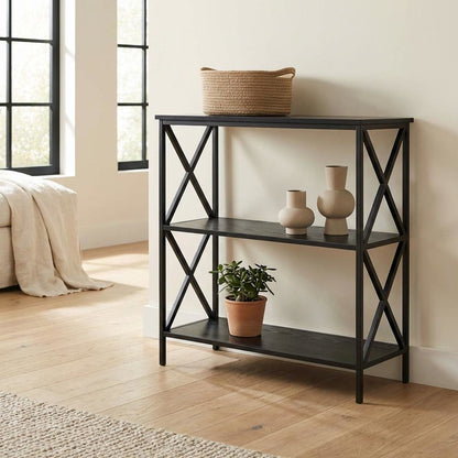 Powder Coated Metal 3-Tier Bookcase with Non-Lead Paint Finish