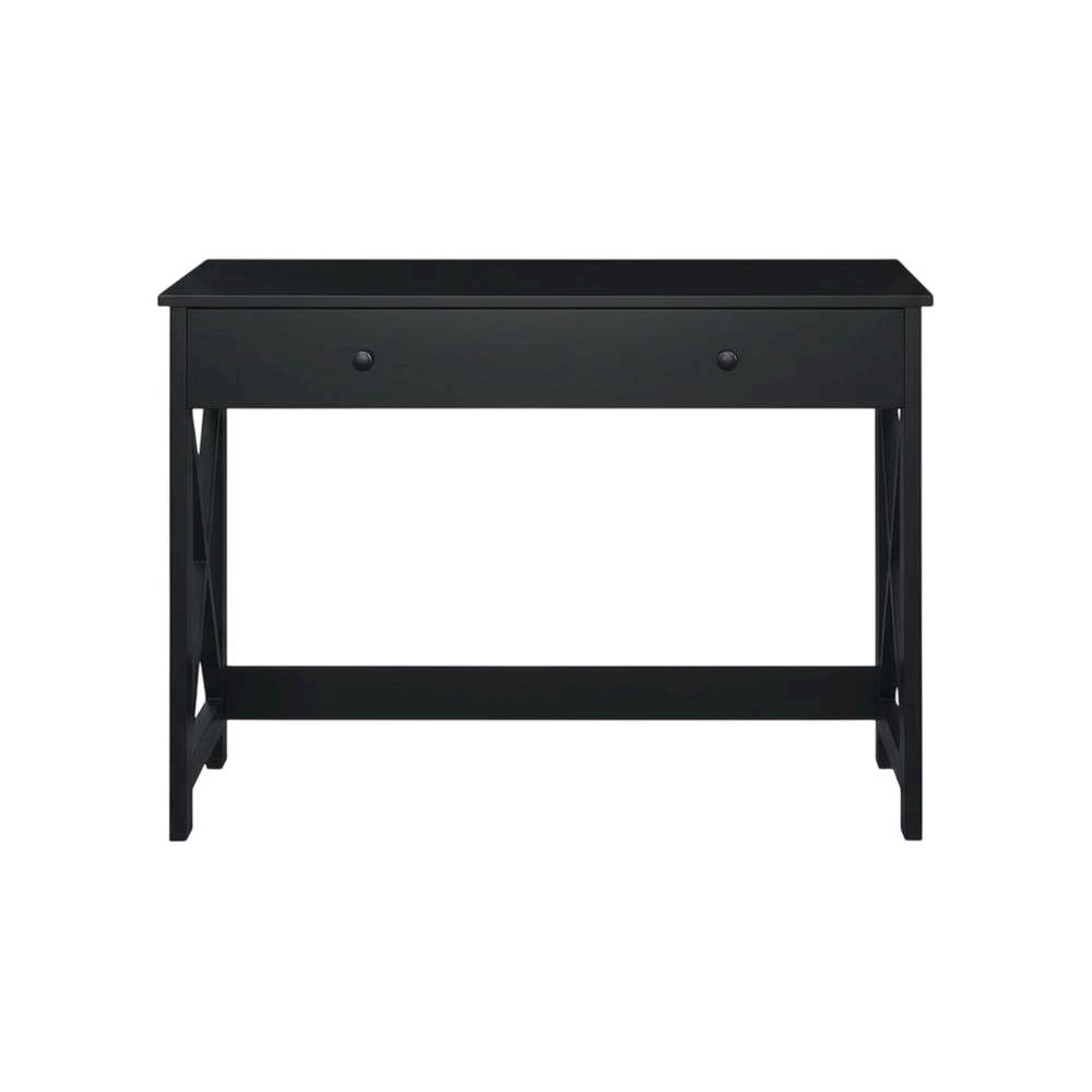 Black 42-Inch Office Desk With Built-In Charging Station And Mdf Construction