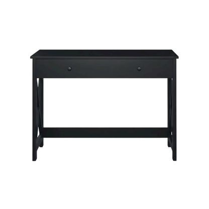 Black 42-Inch Office Desk With Built-In Charging Station And Mdf Construction