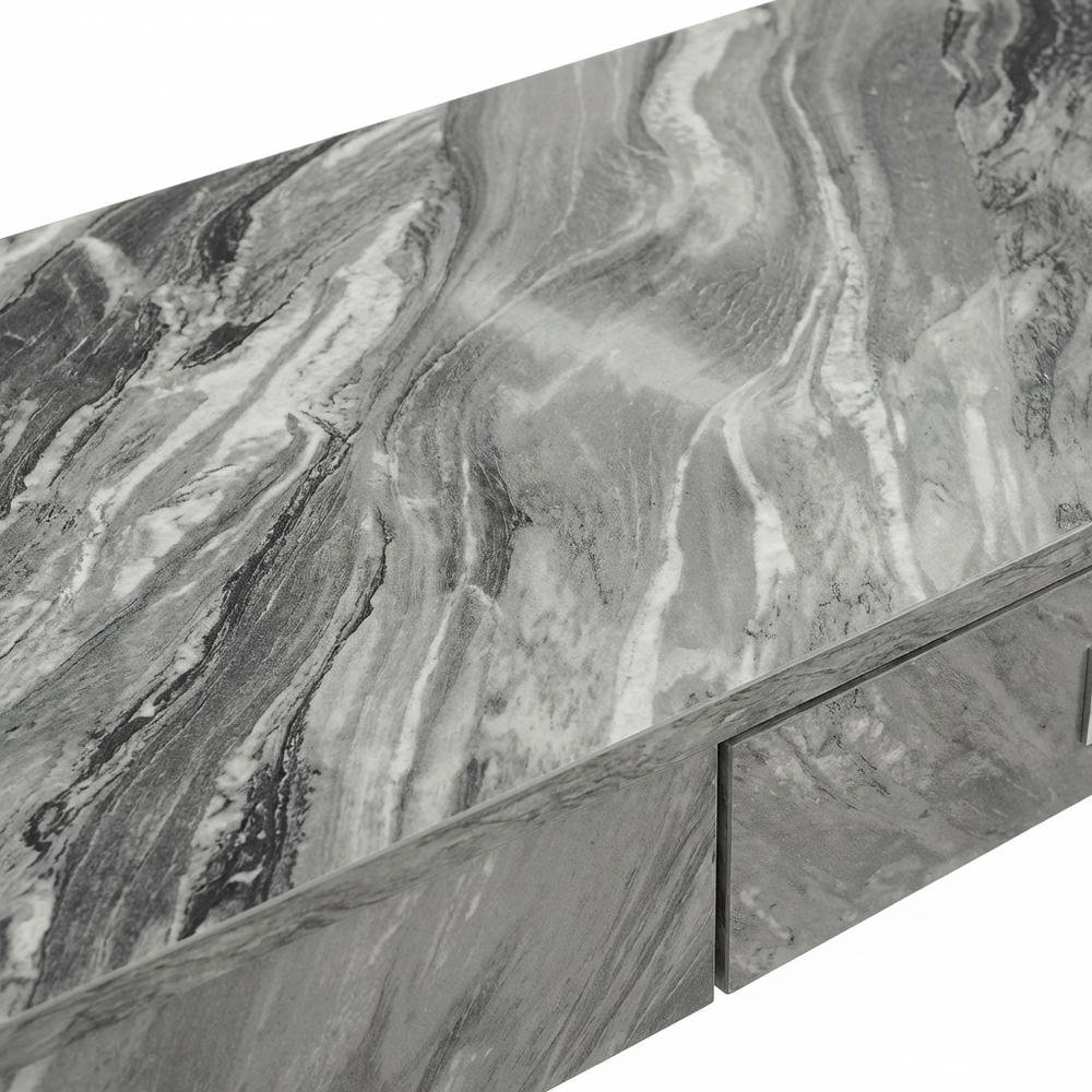Gray Marble Glass Desk With Modern Design And Spacious Surface