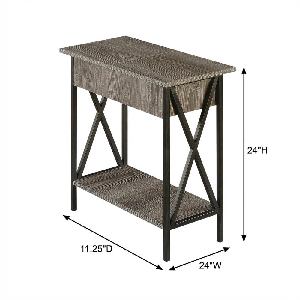 Glass Finish Flip Top Table with Compact Design for Living Room Use