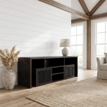 Espresso TV Stand with Bamboo Door and Melamine Veneer Finish for Flat Screens