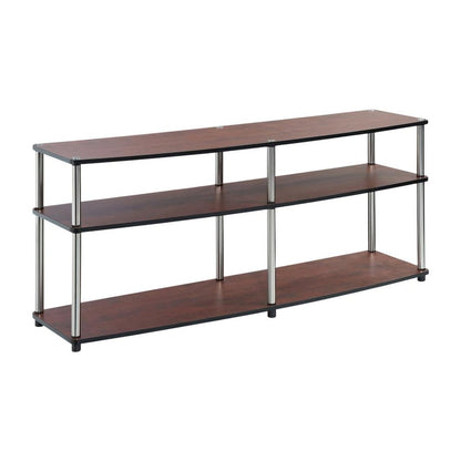 Cherry 3-tier TV stand, sturdy particle board construction, stainless steel