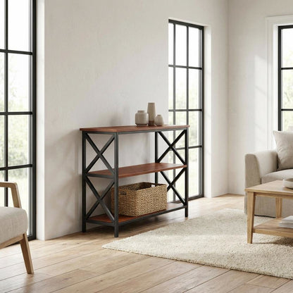 Powder Coated Metal 3-Tier Bookcase with Non-Lead Paint Finish