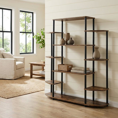 Contemporary Modern Wall Unit Bookshelf with Multiple Shelves and Sleek Design