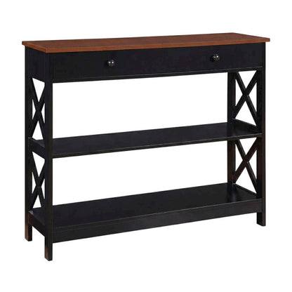 Wooden 1-Drawer Console Table with Shelves and Modern Design
