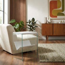 White Wood End Table with Storage Shelf and Modern Design
