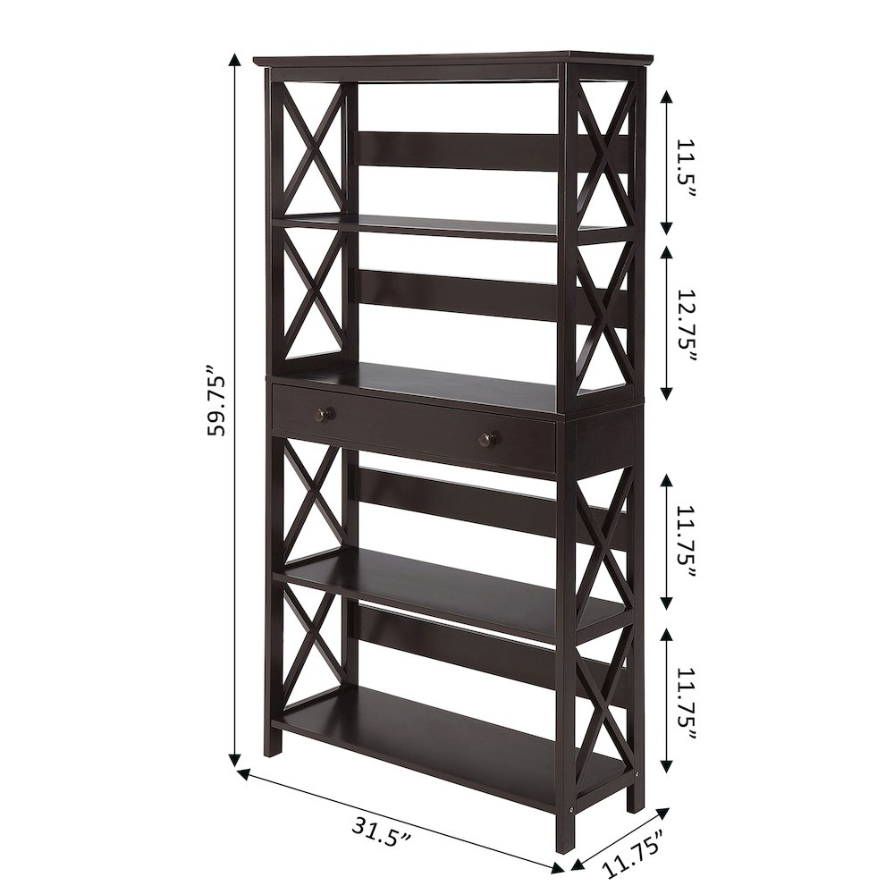 Oxford 5 Tier Bookcase with Drawer