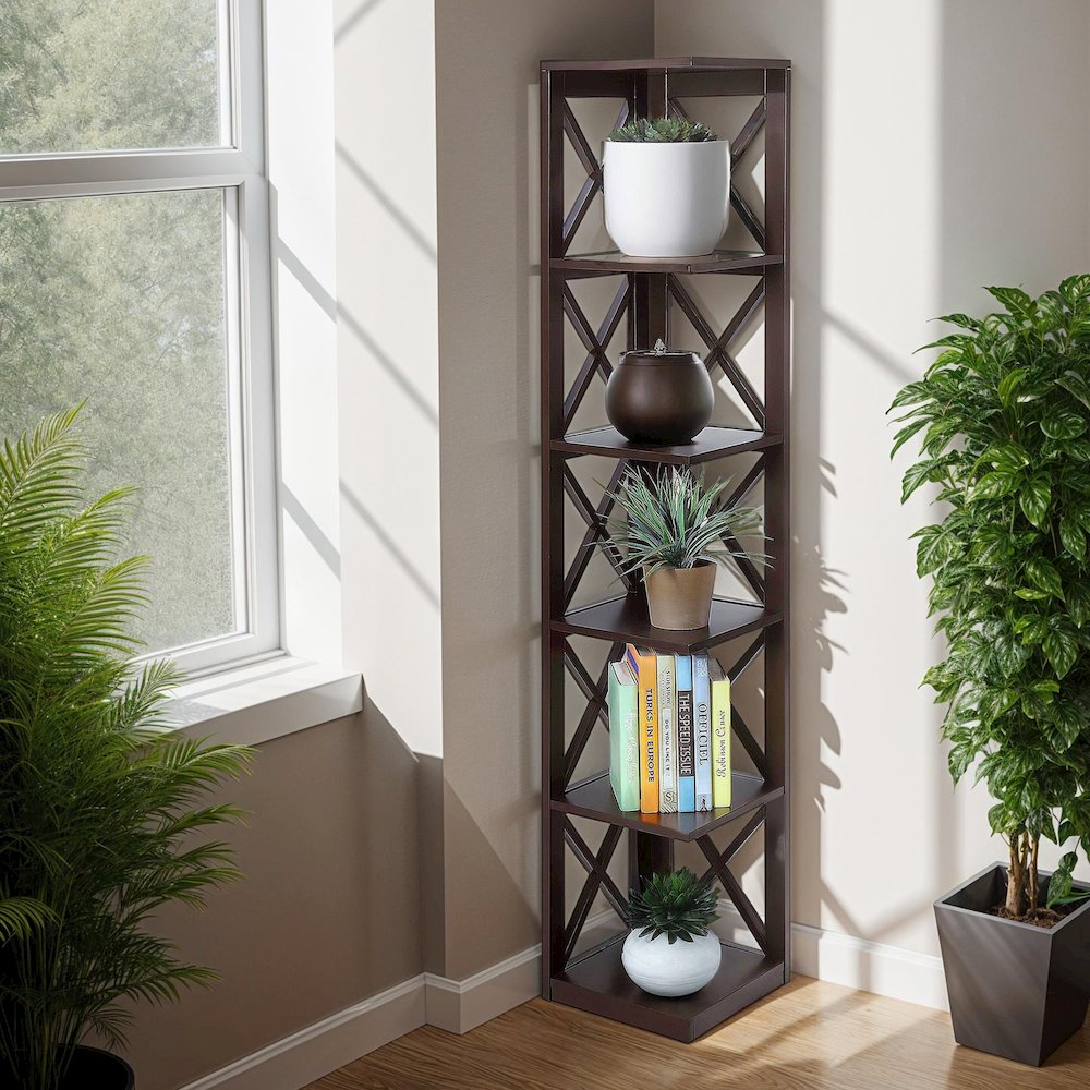Oxford 5 Tier Corner Bookcase