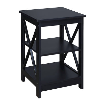 Oxford End Table with Shelves Black