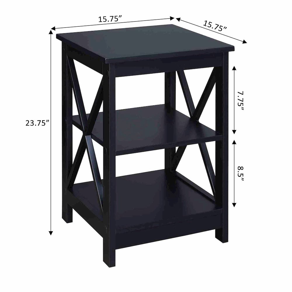 Oxford End Table with Shelves Black