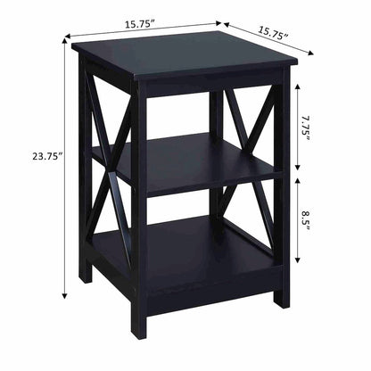Oxford End Table with Shelves Black