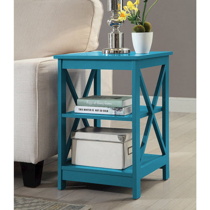 Oxford End Table with Shelves Blue