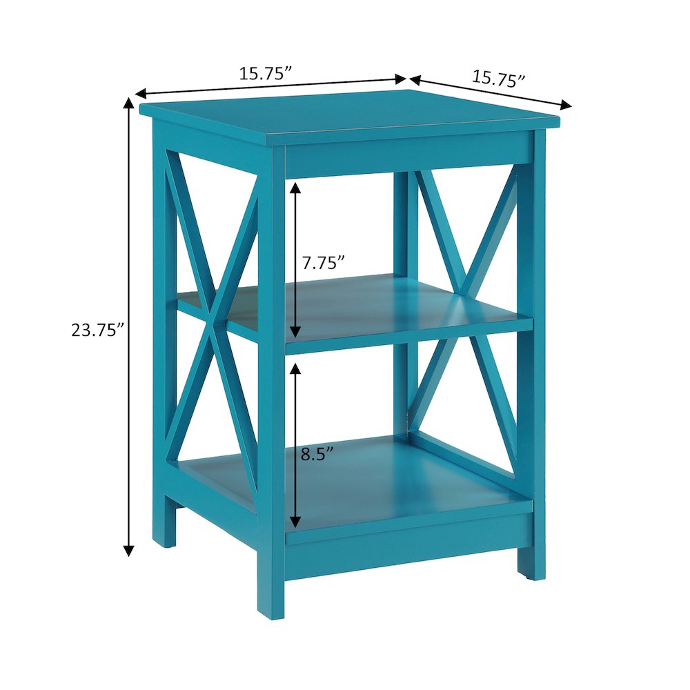 Oxford End Table with Shelves Blue