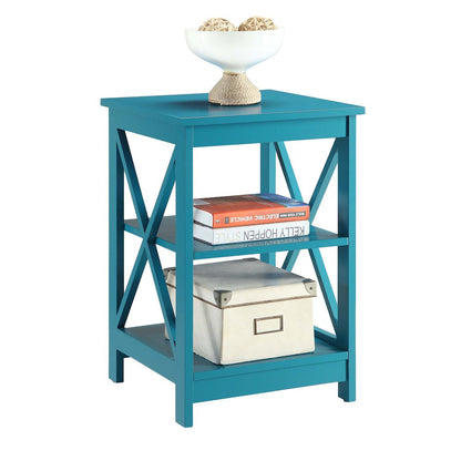 Oxford End Table with Shelves Blue
