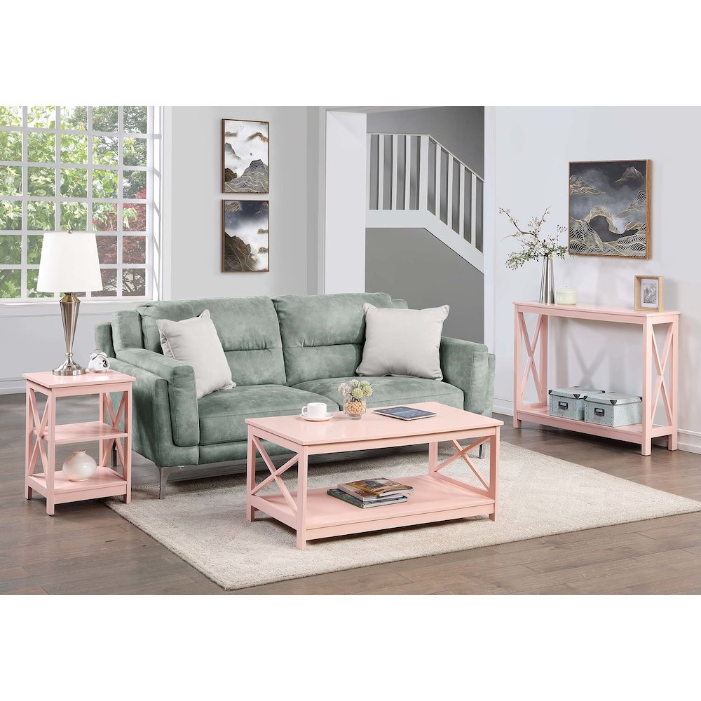 Oxford End Table with Shelves Blush Pink