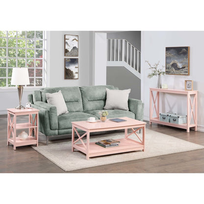 Oxford End Table with Shelves Blush Pink