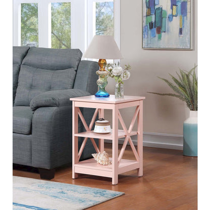 Oxford End Table with Shelves Blush Pink