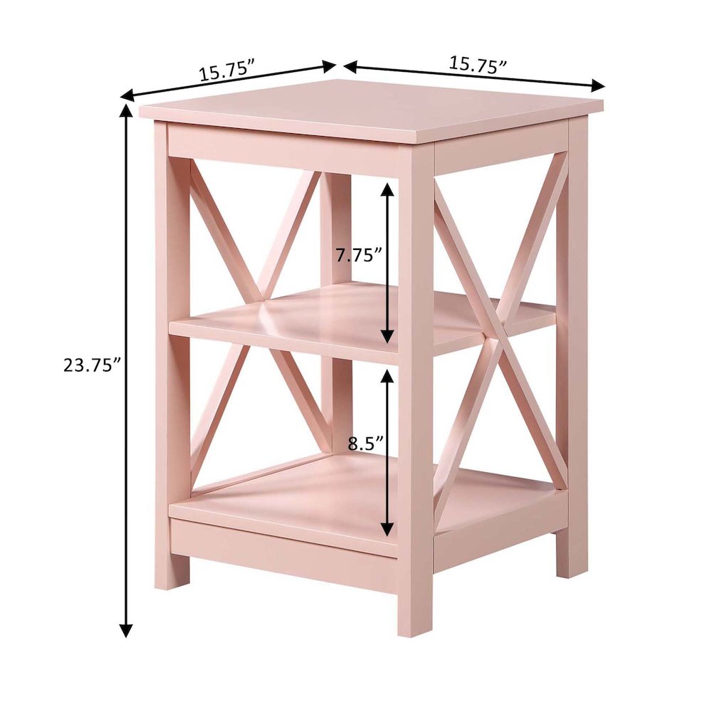 Oxford End Table with Shelves Blush Pink