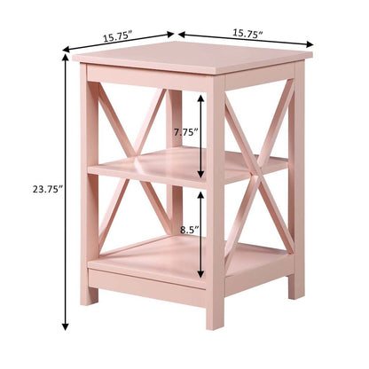 Oxford End Table with Shelves Blush Pink
