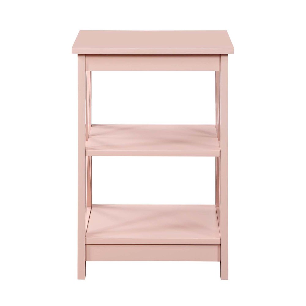 Oxford End Table with Shelves Blush Pink