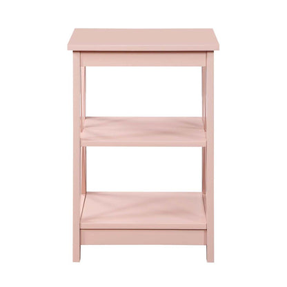 Oxford End Table with Shelves Blush Pink
