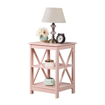 Oxford End Table with Shelves Blush Pink