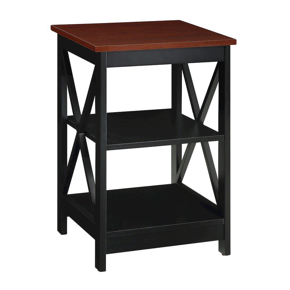 Oxford End Table with Shelves Cherry/Black