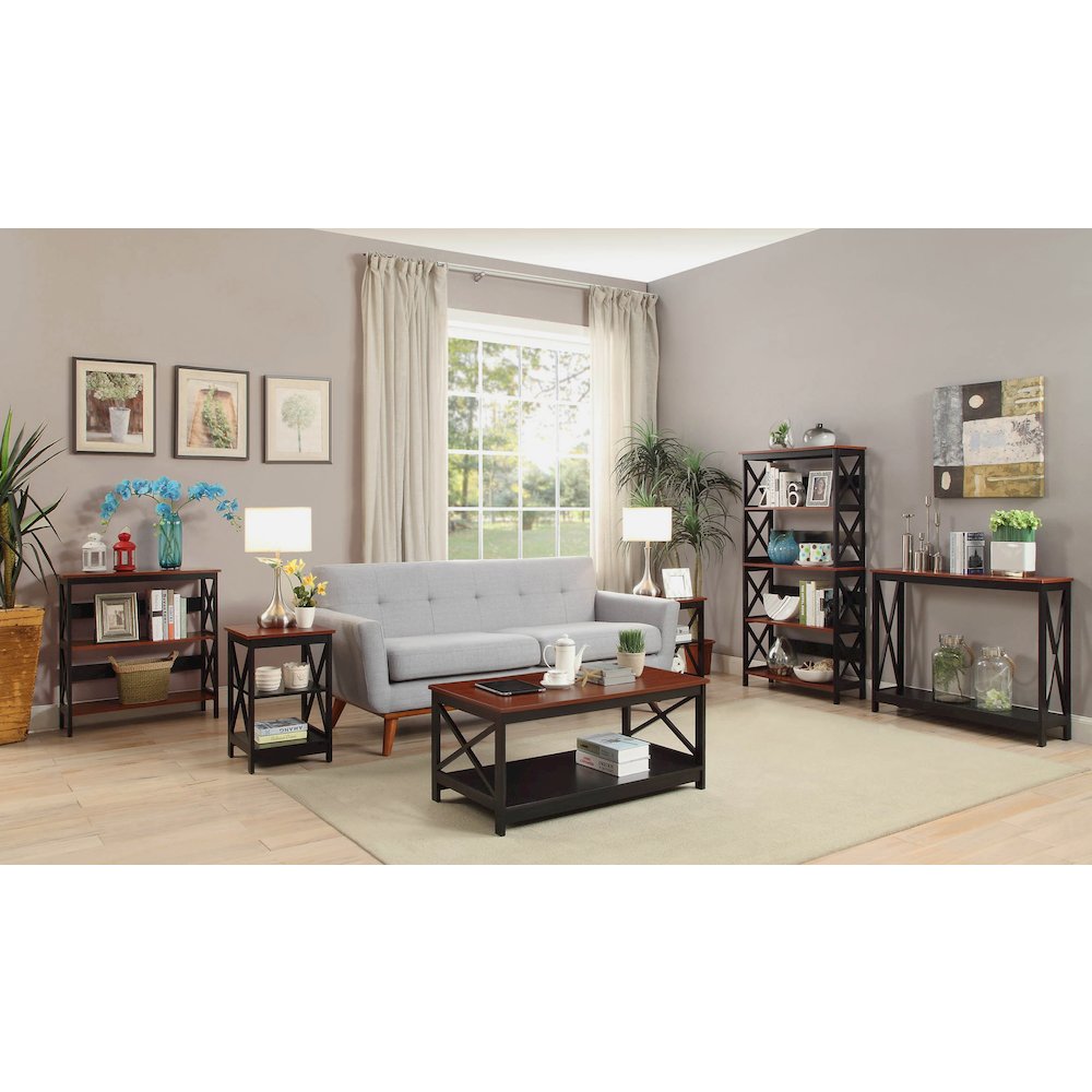 Oxford End Table with Shelves Cherry/Black