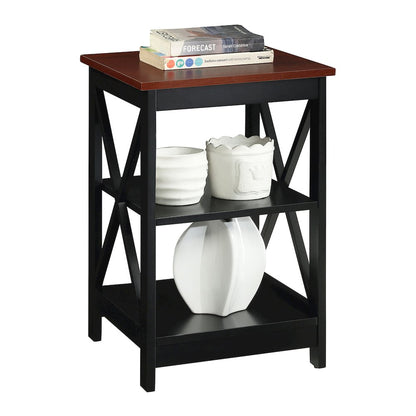Oxford End Table with Shelves Cherry/Black