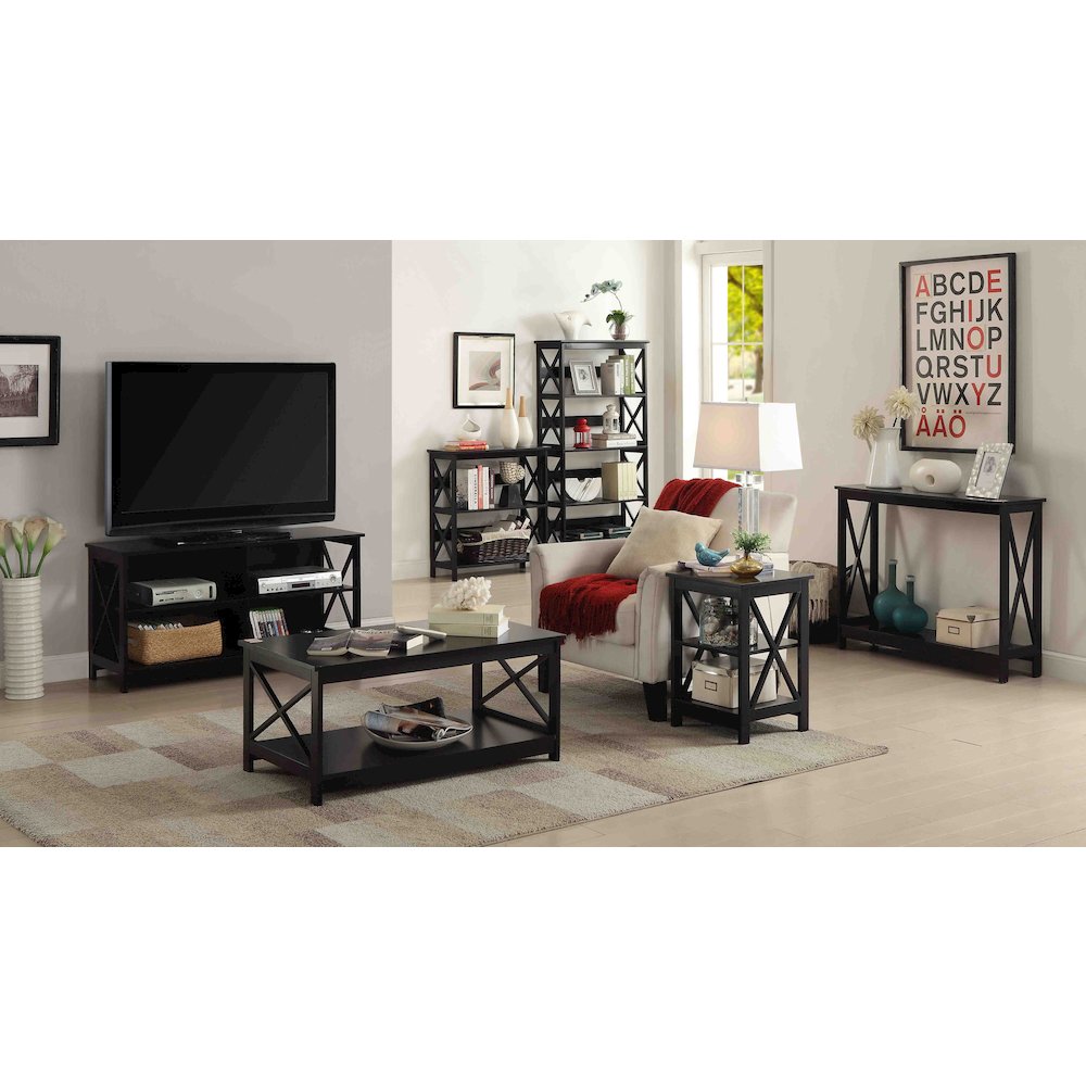 Oxford End Table with Shelves Black