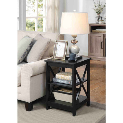 Oxford End Table with Shelves Black