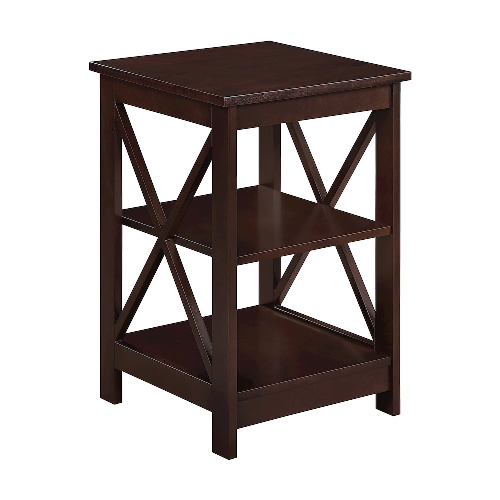 Oxford End Table with Shelves Espresso