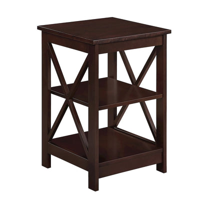 Oxford End Table with Shelves Espresso