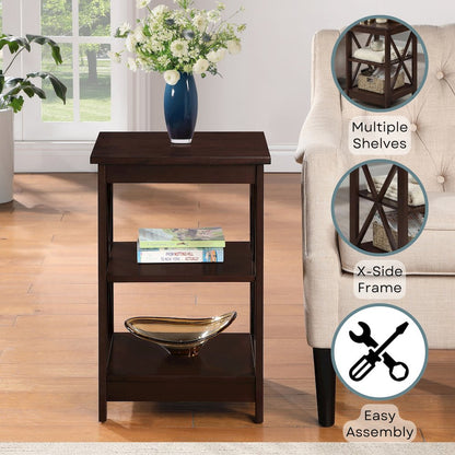 Oxford End Table with Shelves Espresso