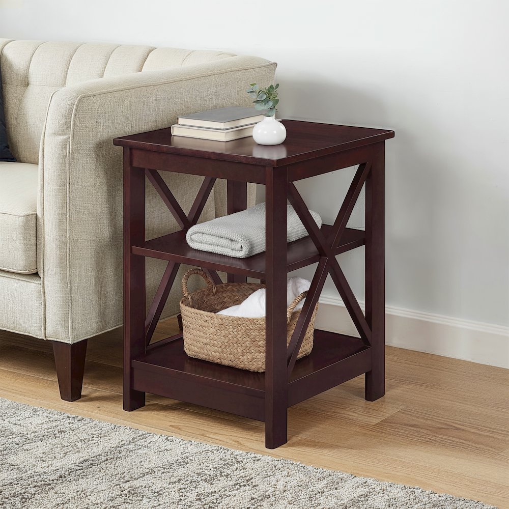 Oxford End Table with Shelves Espresso