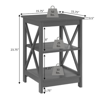 Oxford End Table with Shelves Espresso