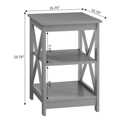 Oxford End Table with Shelves Gray