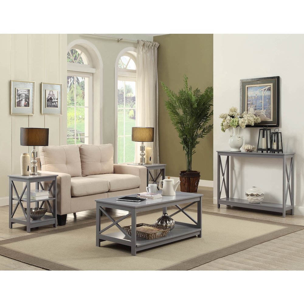Oxford End Table with Shelves Gray