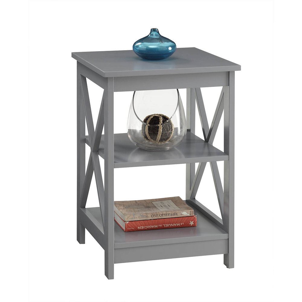 Oxford End Table with Shelves Gray