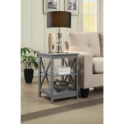 Oxford End Table with Shelves Gray