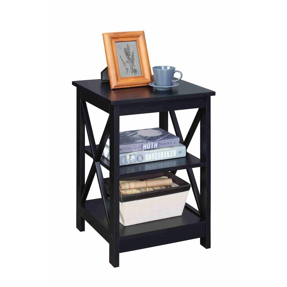 Oxford End Table with Shelves Black