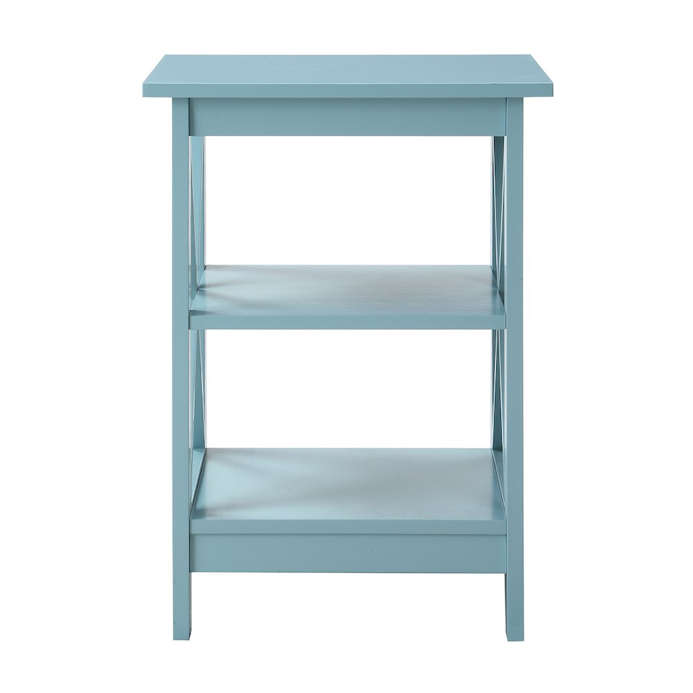 Oxford End Table with Shelves Sea Foam Blue